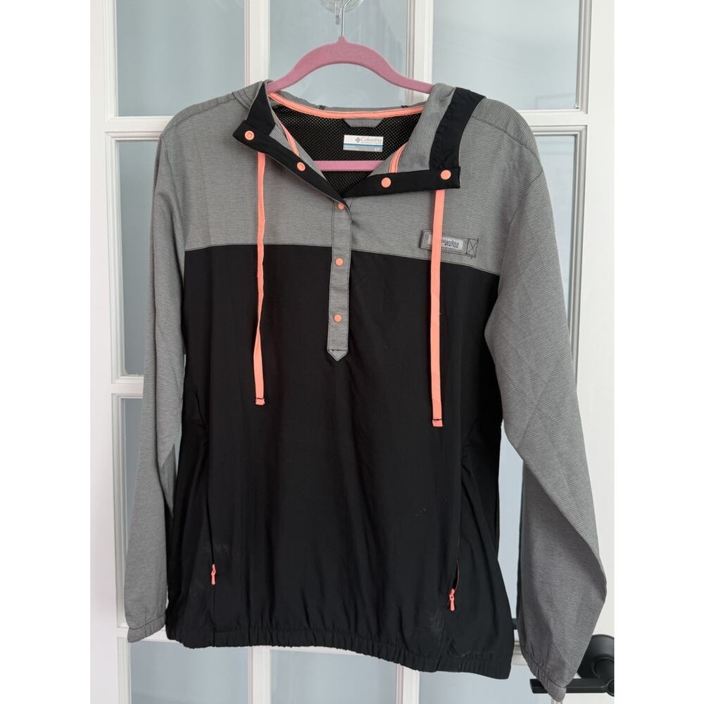 Columbia PFG Long Sleeve Vented 1/4 Snap Hooded Jacket Size M